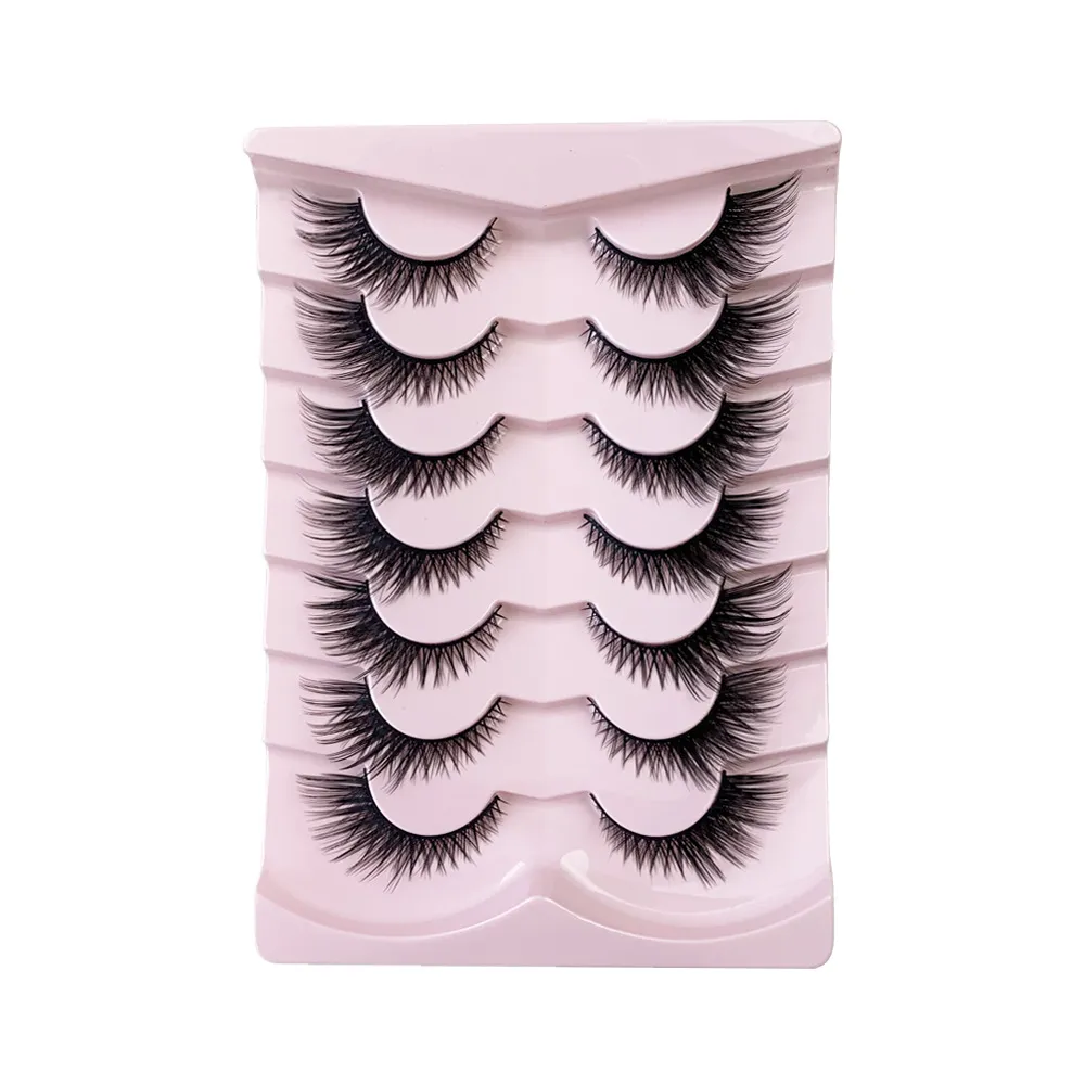 7 Pairs Fox Eye Slanted Strip Lashes – Winged Out Lengthening False Eyelashes, Fluffy Wispy Foxy Eye Fake Lashes for Dramatic Look